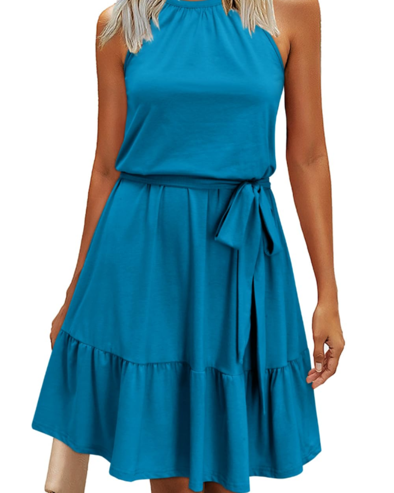 Robe Mini Femme en tissu léger, dos nu, coupe fluide – Menvelo