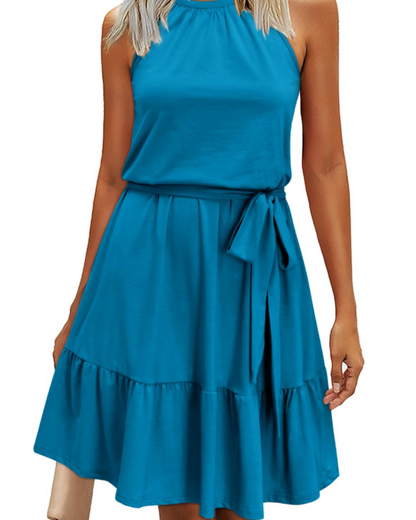 Robe Mini Femme en tissu léger, dos nu, coupe fluide – Menvelo