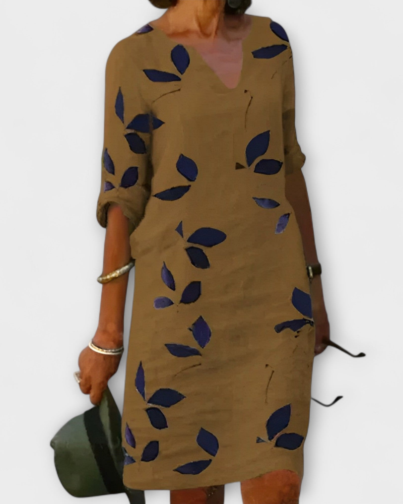 Robe Midi Femme en tissu léger, imprimée, coupe fluide – Menvelo