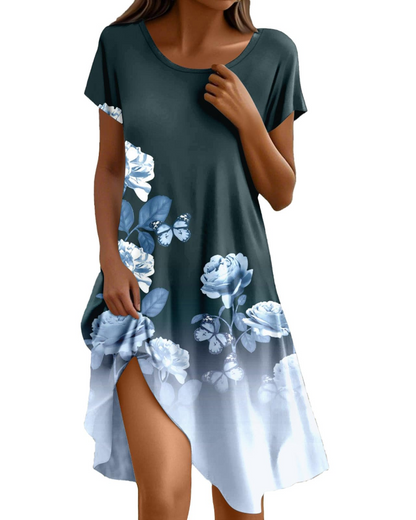 Sera Robe Femme – Robe Bohème Maxi Fluide Col Rond Volants Coupe A-Line Élégante Été