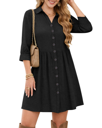 Robe Midi Femme en tissu léger, col V, coupe fluide – Menvelo
