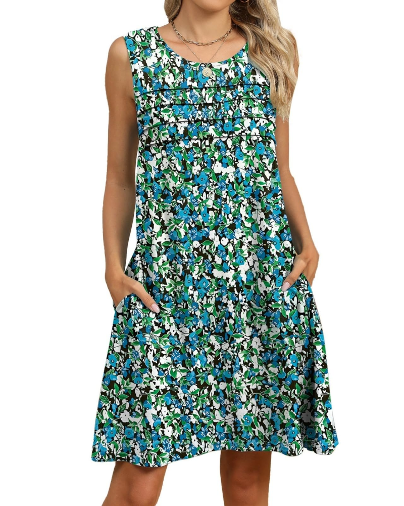 Robe Midi Femme en tissu léger, sans manches, coupe ample – Menvelo