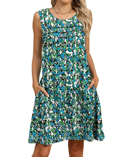 Robe Midi Femme en tissu léger, sans manches, coupe ample – Menvelo