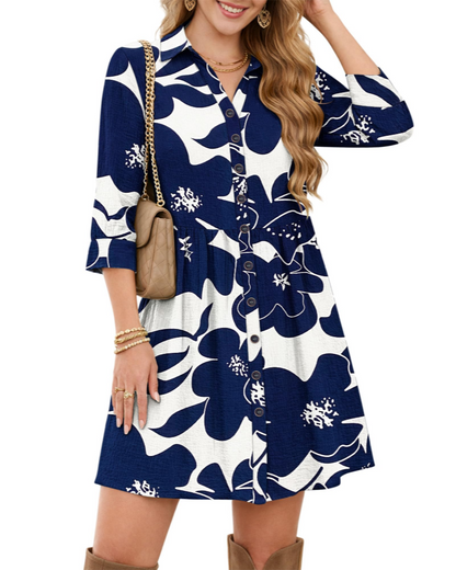 Robe Midi Femme en tissu léger, col V, coupe fluide – Menvelo