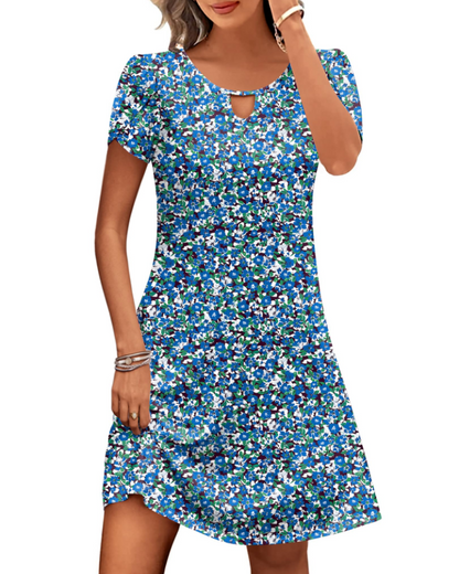 Robe Midi Femme en tissu léger, col rond, coupe fluide – Menvelo