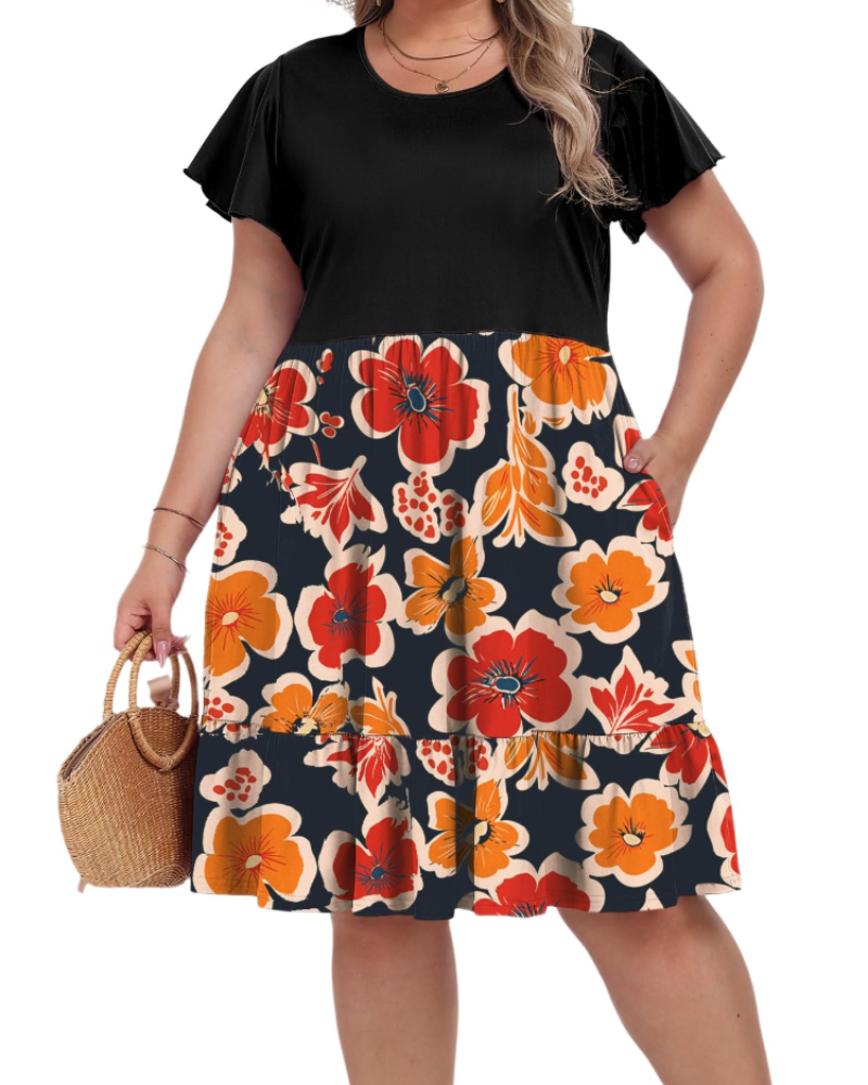 Robe Midi Femme en tissu léger, col rond, coupe confortable – Menvelo