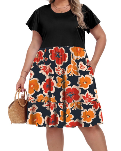 Robe Midi Femme en tissu léger, col rond, coupe confortable – Menvelo