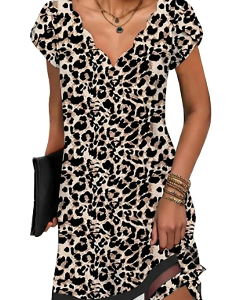 Robe Midi Femme en tissu léger, col V, coupe fluide – Menvelo