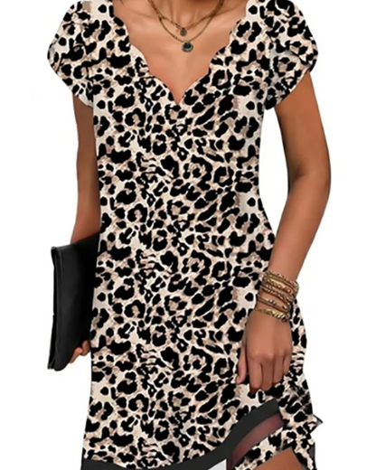 Robe Midi Femme en tissu léger, col V, coupe fluide – Menvelo