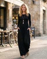 Laura Robe Maxi Ample – Robe Longue Casual Taille Loose avec Poches Femme
