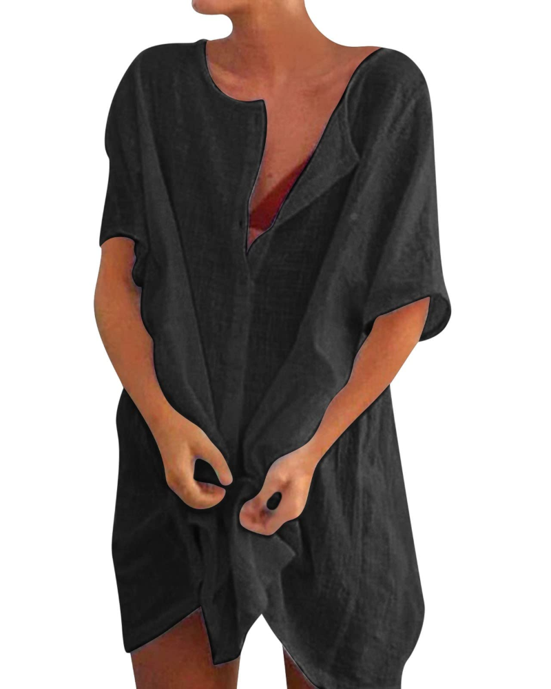 Robe Midi Femme en tissu léger, coupe fluide – Menvelo