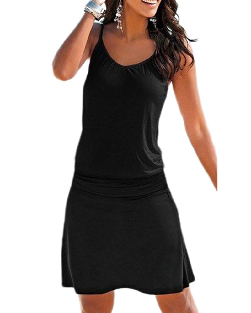 Robe Midi Femme en tissu léger, sans manches, coupe fluide – Menvelo