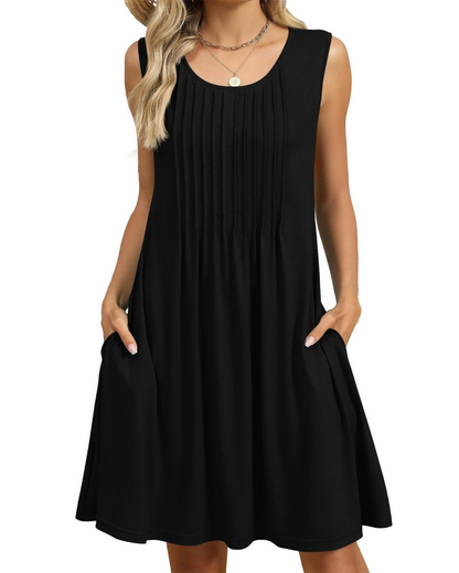 Robe Midi Femme en tissu léger, sans manches, coupe ample – Menvelo