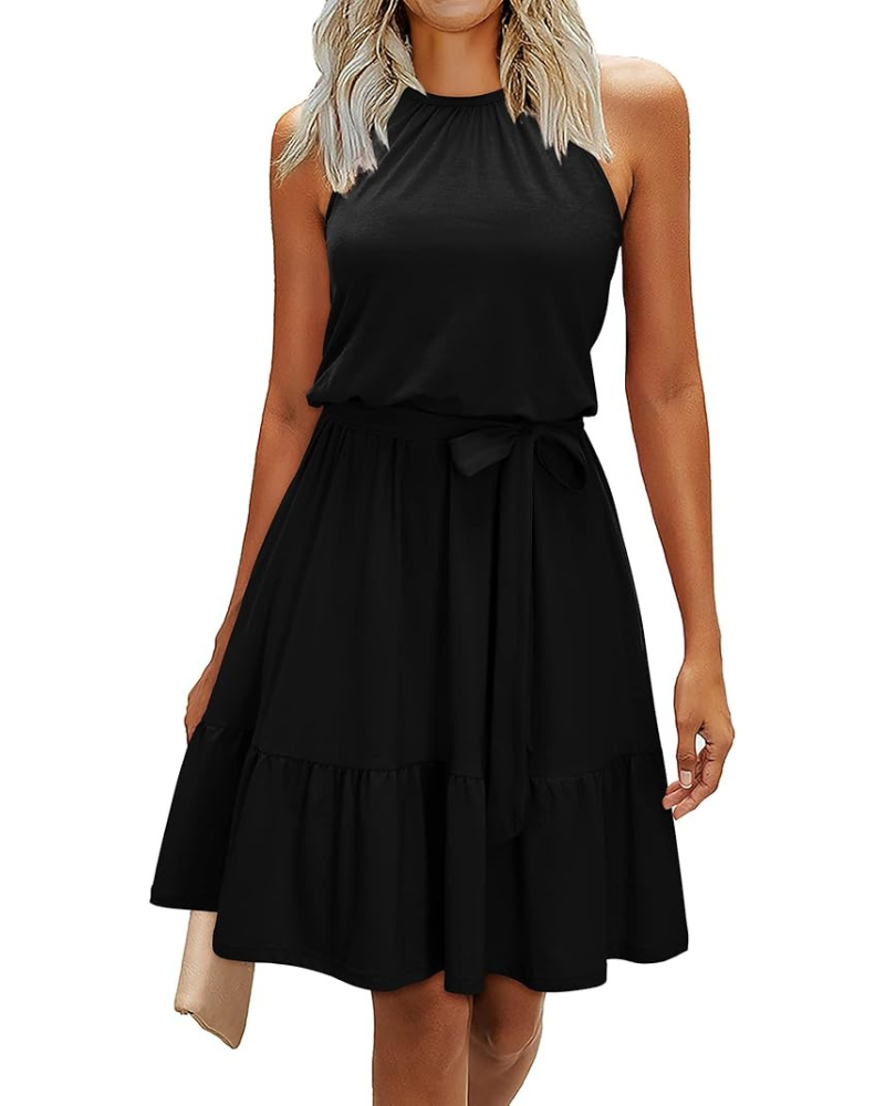 Robe Midi Femme en tissu léger, avec poches, coupe fluide – Menvelo