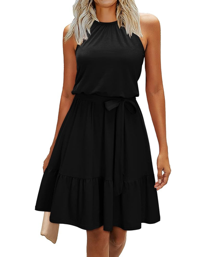 Robe Midi Femme en tissu léger, avec poches, coupe fluide – Menvelo