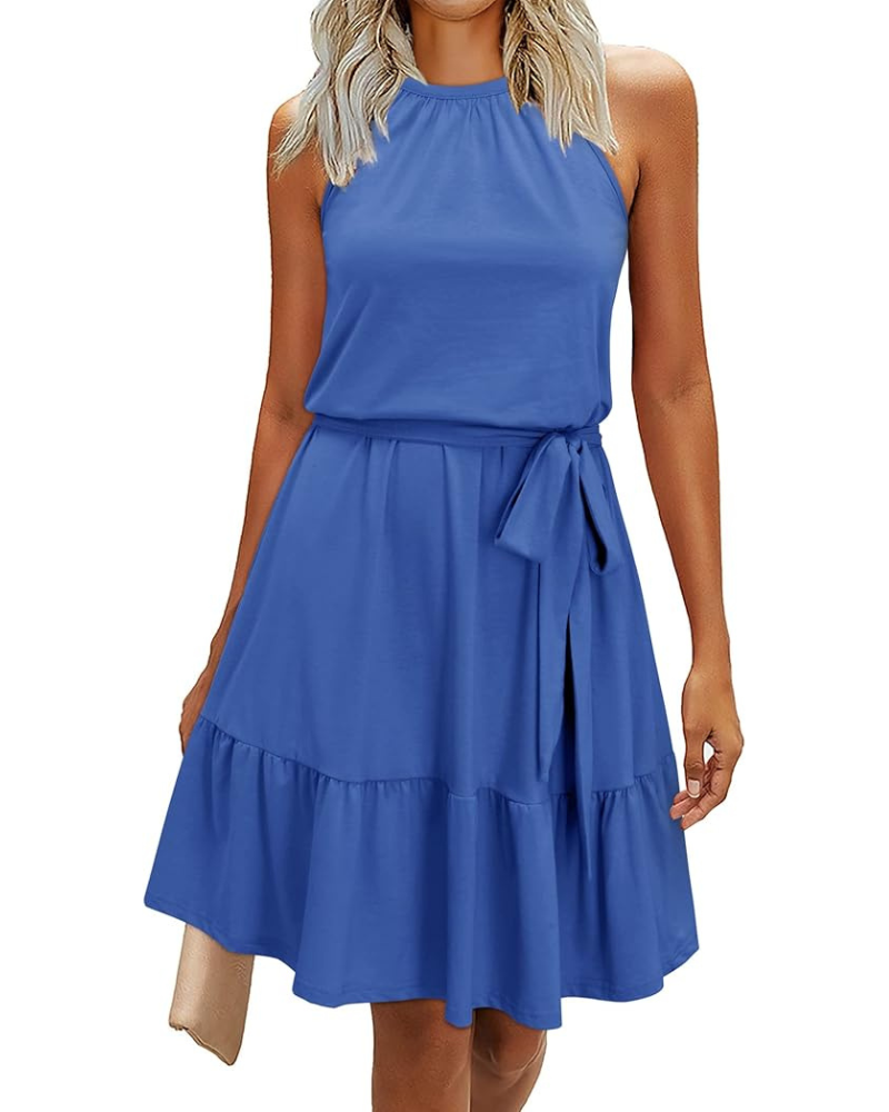 Robe Midi Femme en tissu léger, avec poches, coupe fluide – Menvelo