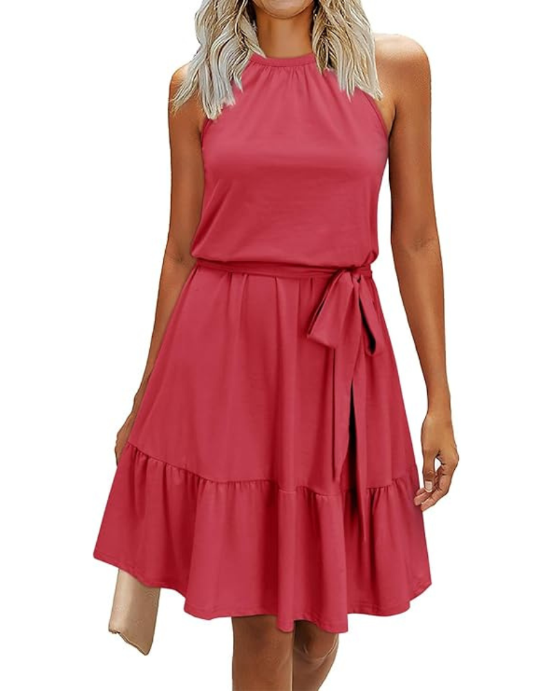 Robe Midi Femme en tissu léger, avec poches, coupe fluide – Menvelo