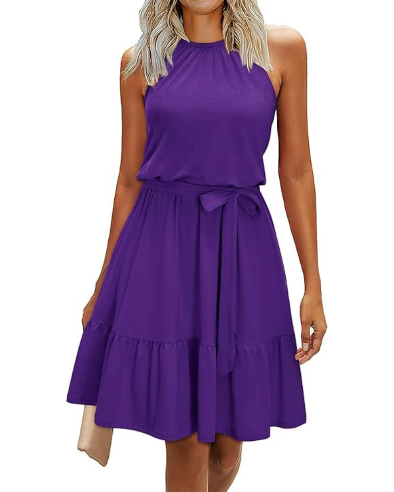 Robe Midi Femme en tissu léger, avec poches, coupe fluide – Menvelo