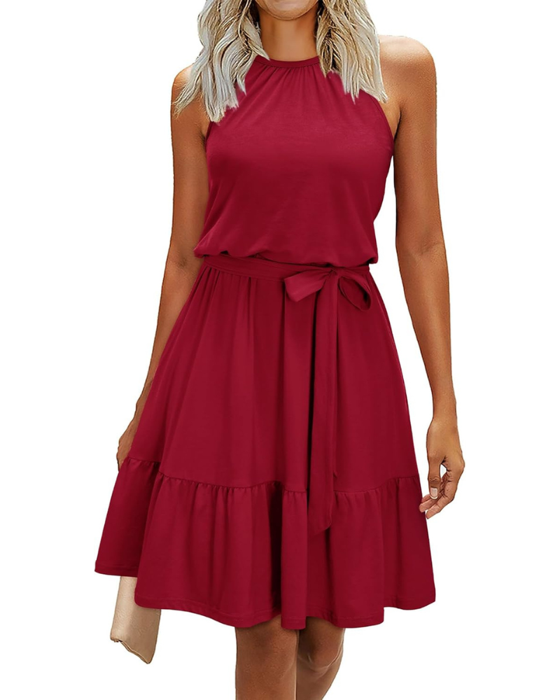 Robe Midi Femme en tissu léger, avec poches, coupe fluide – Menvelo