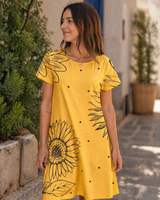 Menvelo Robe Midi Femme Col Rond Coupe Fluide À Volants