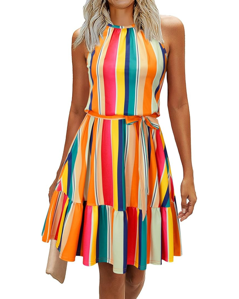 Robe Midi Femme en tissu léger, avec poches, coupe fluide – Menvelo