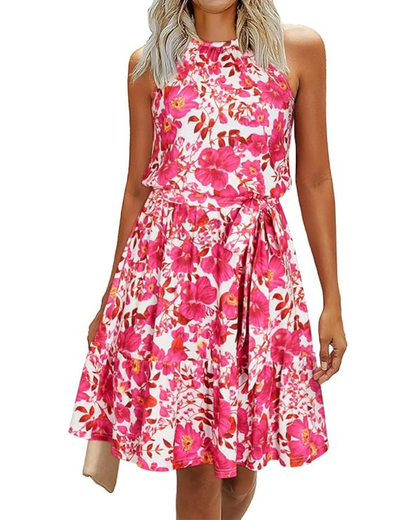 Robe Midi Femme en tissu léger, avec poches, coupe fluide – Menvelo
