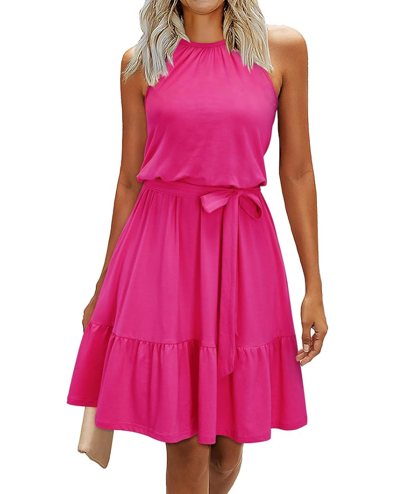 Robe Midi Femme en tissu léger, avec poches, coupe fluide – Menvelo