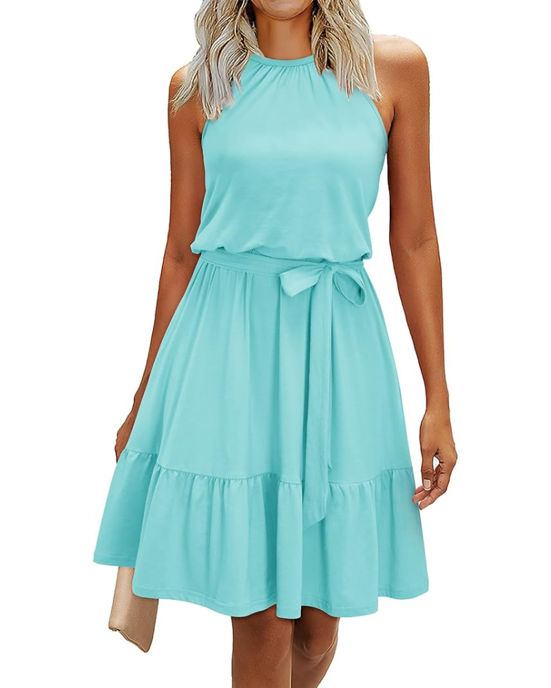 Robe Midi Femme en tissu léger, avec poches, coupe fluide – Menvelo