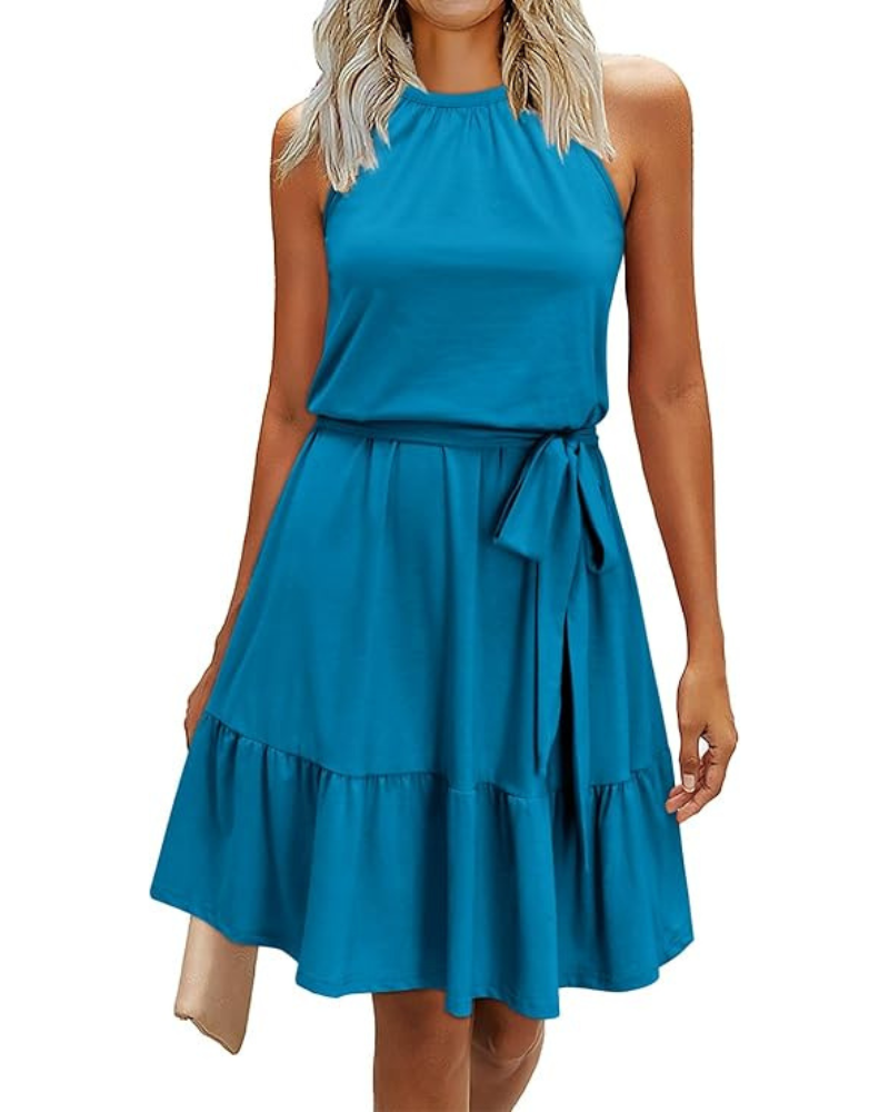 Robe Midi Femme en tissu léger, avec poches, coupe fluide – Menvelo