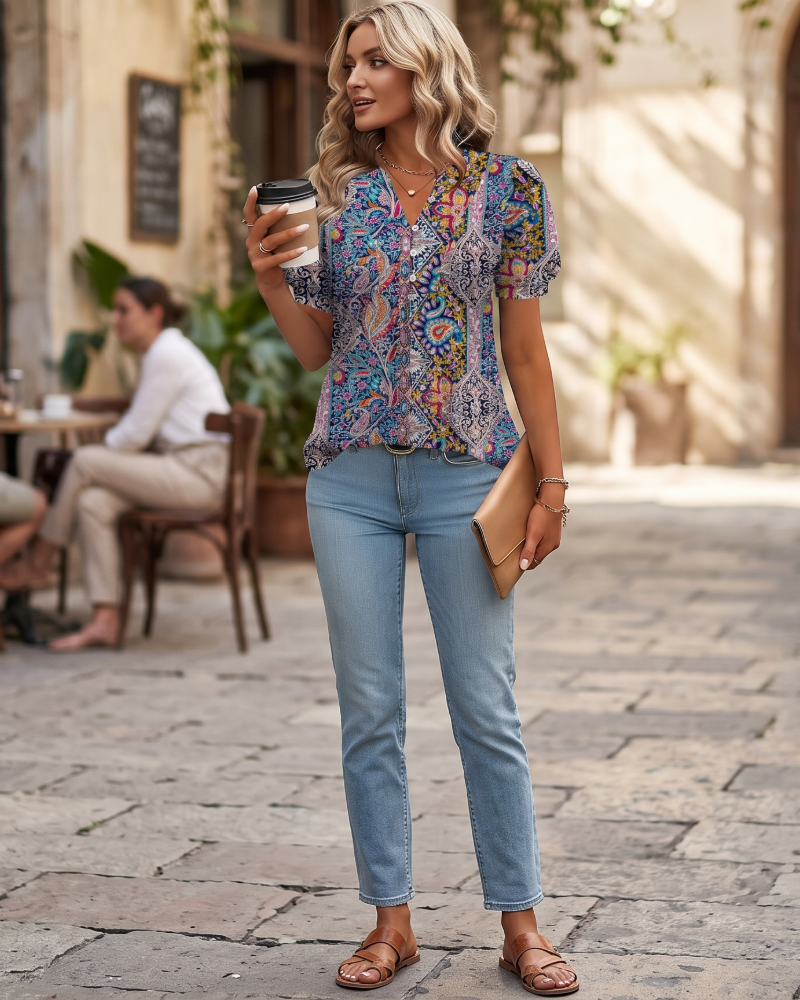 Robe Midi Femme en tissu léger, col V, coupe fluide – Menvelo