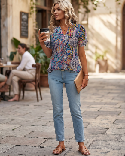 Robe Midi Femme en tissu léger, col V, coupe fluide – Menvelo