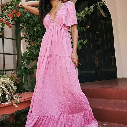 Robe longue bohème dos nu pour femme