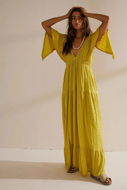 Robe longue bohème dos nu pour femme