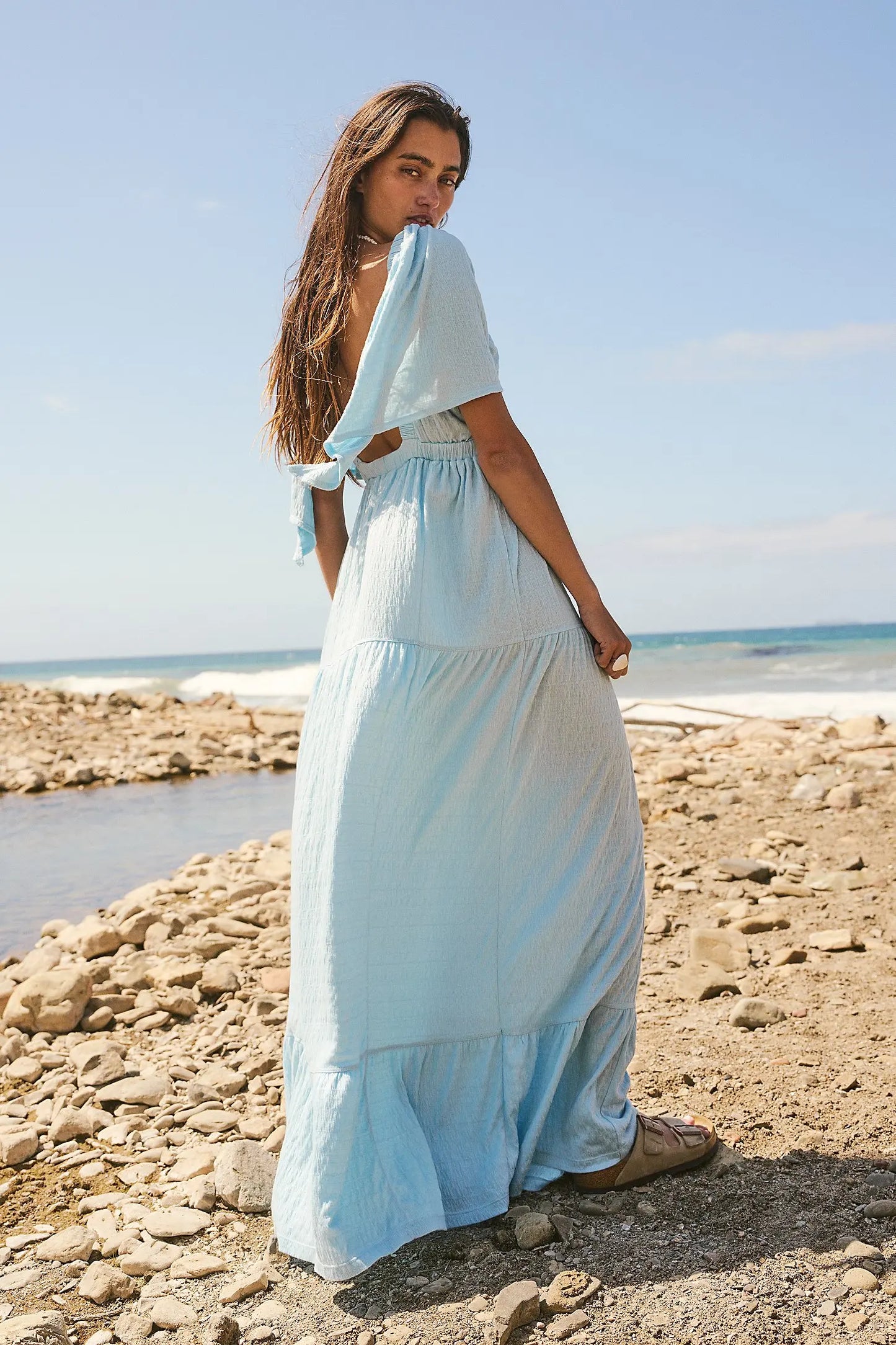 Robe longue bohème dos nu pour femme