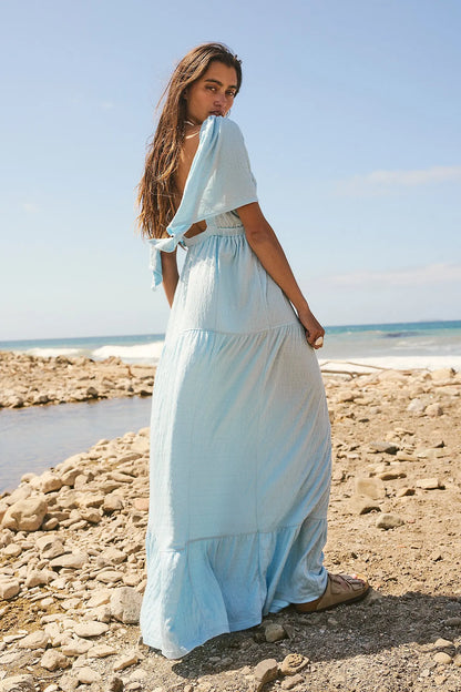 Robe longue bohème dos nu pour femme