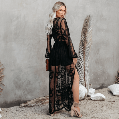 Robe longue noire pour femme