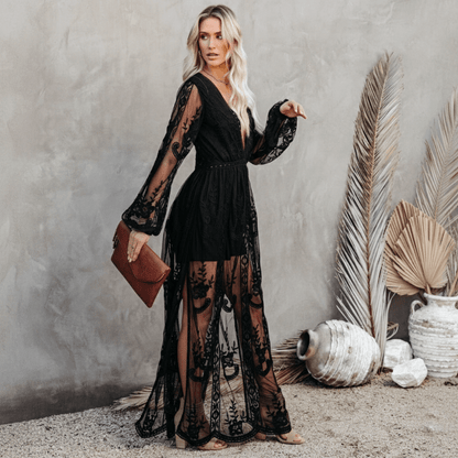 Robe longue noire pour femme
