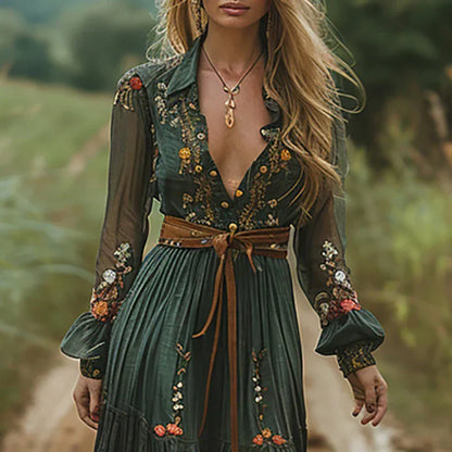 Robe maxi bohème fleurie pour femme