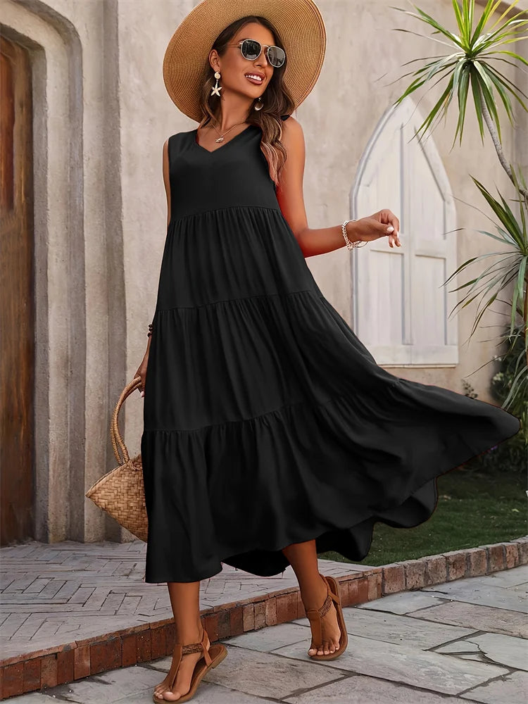 Robe longue colorée pour femme