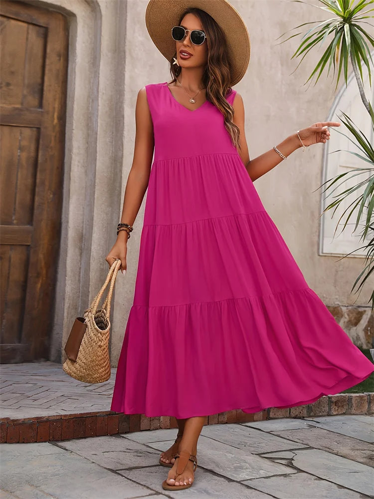 Robe longue colorée pour femme