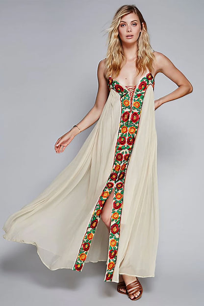 Robe longue crème pour femme