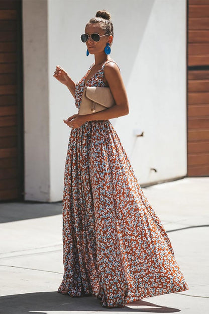 Robe maxi fleurie à petites fleurs pour femmes