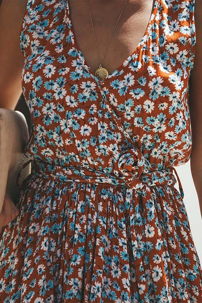 Robe maxi fleurie à petites fleurs pour femmes