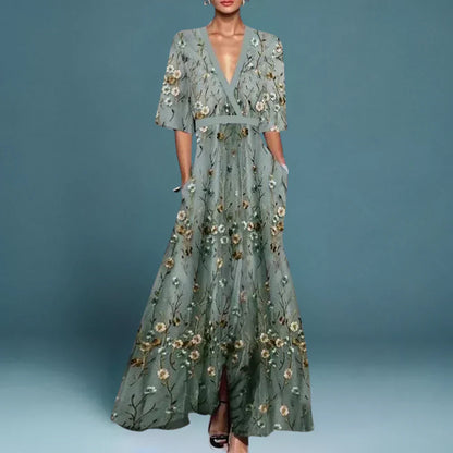 Robe longue élégante à fleurs pour femme