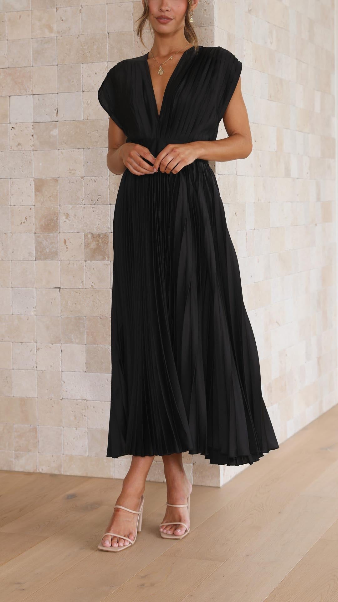 Robe longue plissée élégante pour femme
