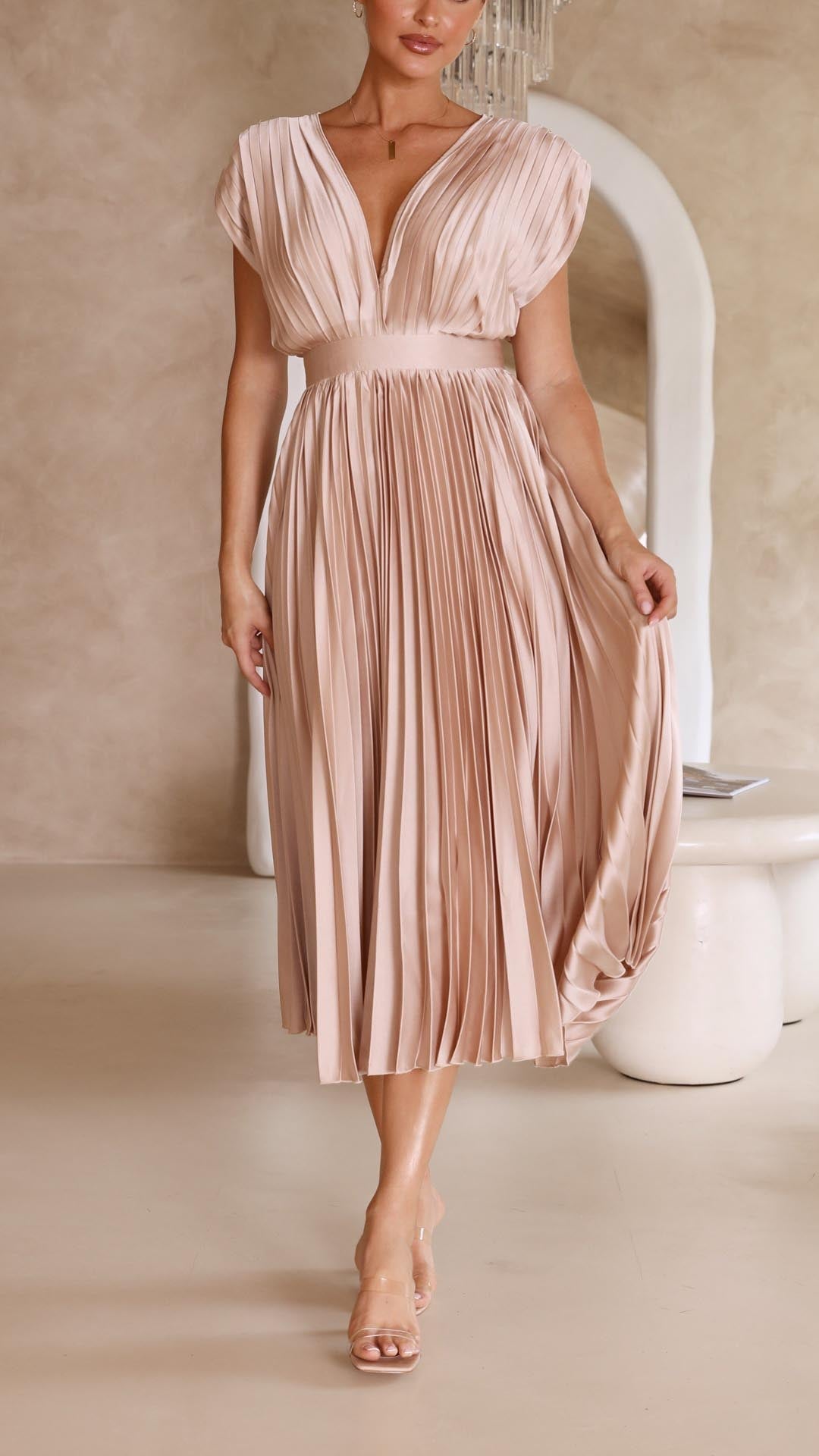 Robe longue plissée élégante pour femme