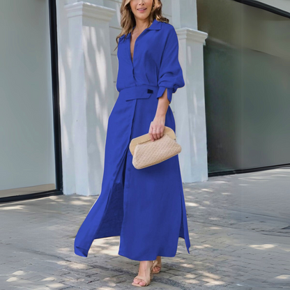 Robe longue élégante à col en V pour femme
