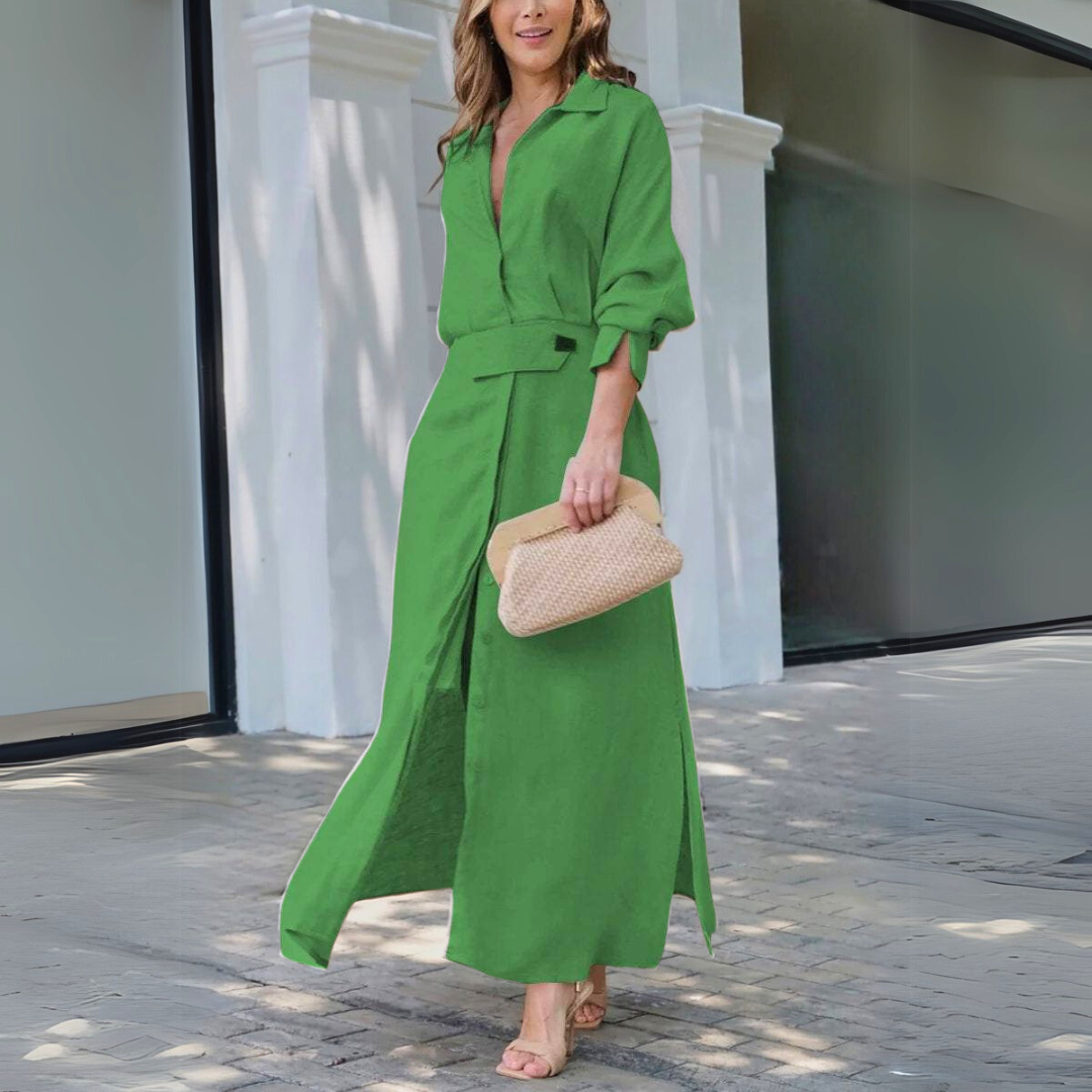 Robe longue élégante à col en V pour femme