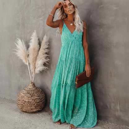 Robe maxi bohème fleurie pour femme