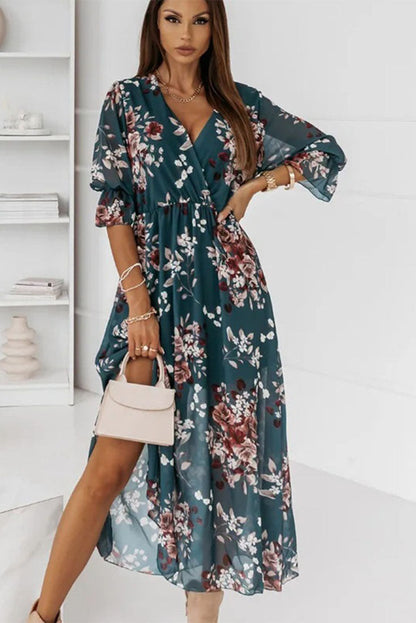 Robe maxi en mousseline fleurie pour femme